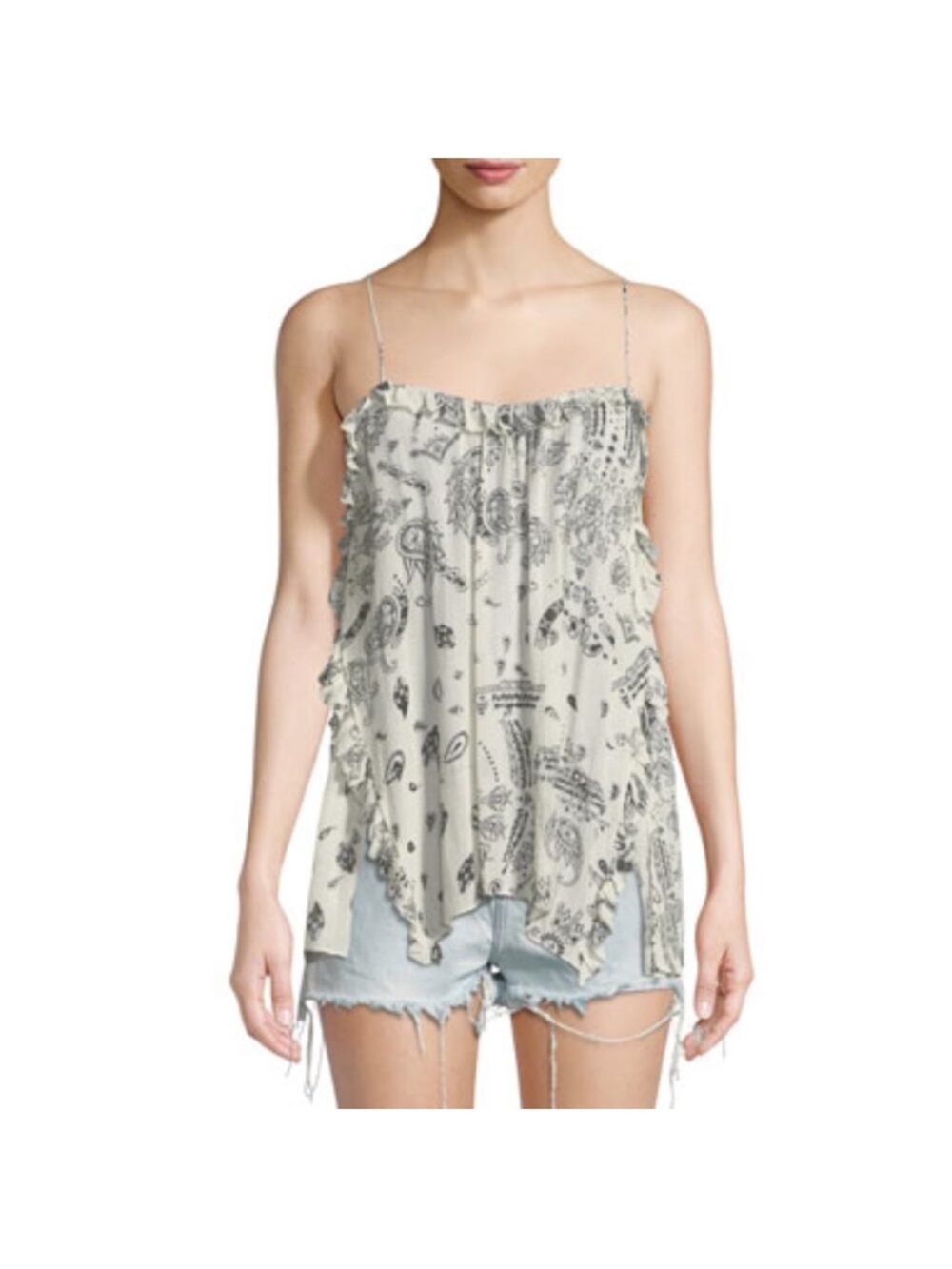 IRO Cream Paisley Print Camisole with Black Pattern